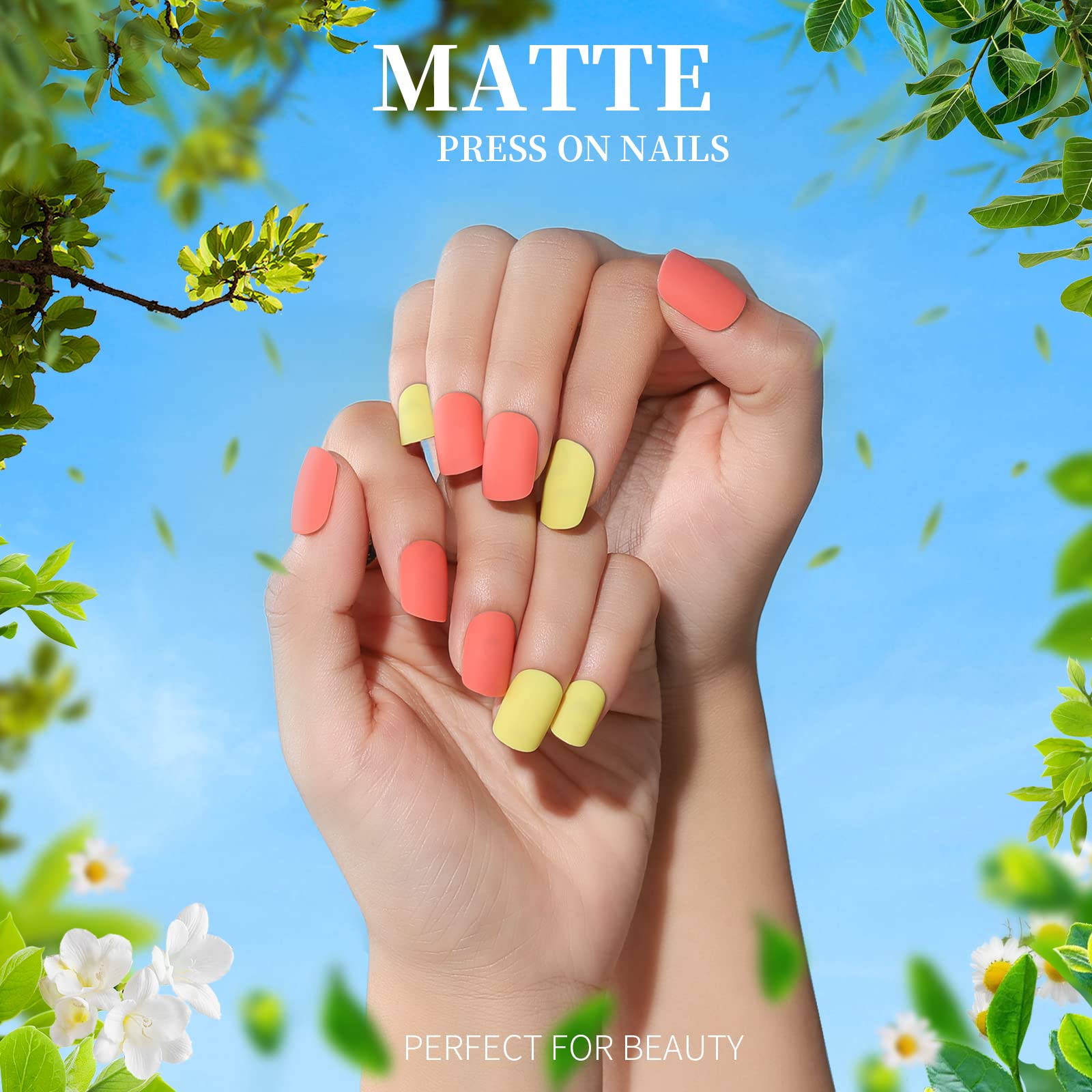 Teenitor short square press-on nails matte finish for chic style.