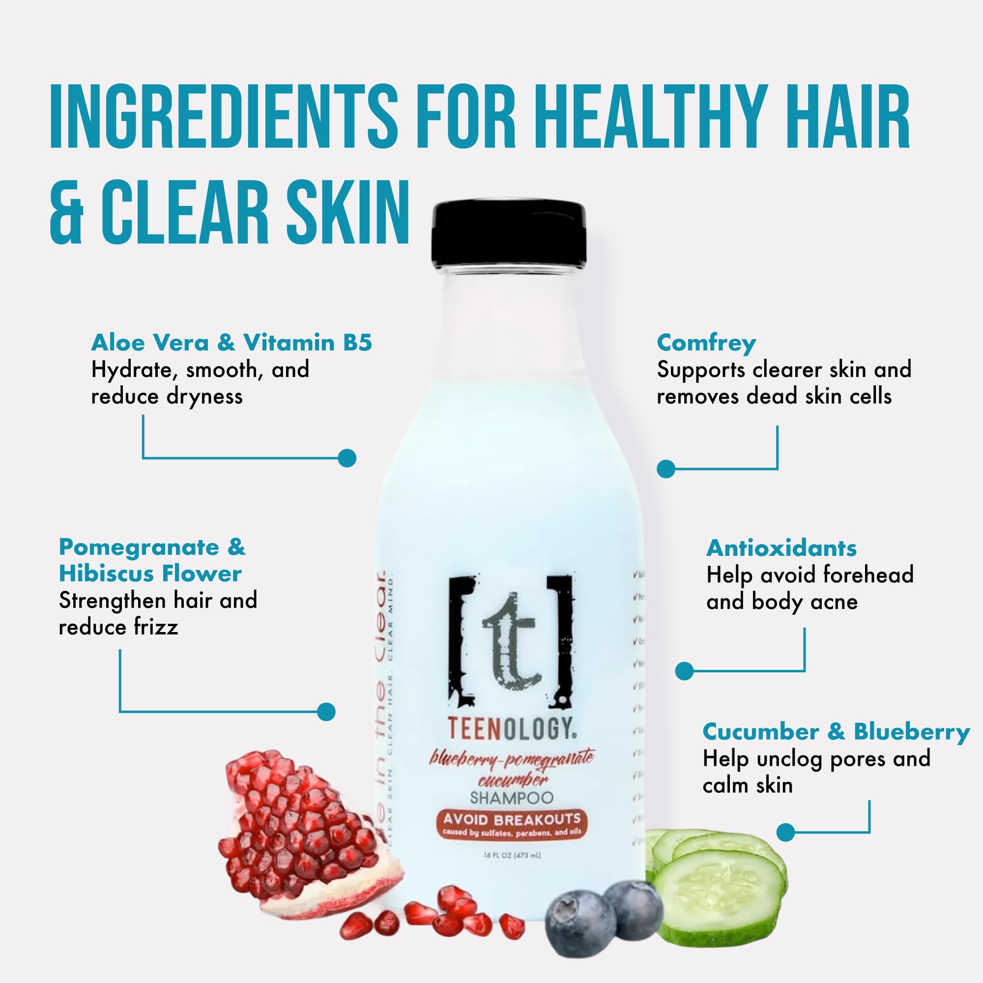 Teenology Teen Shampoo foam or lather illustration highlighting gentle cleansing for hair and skin.