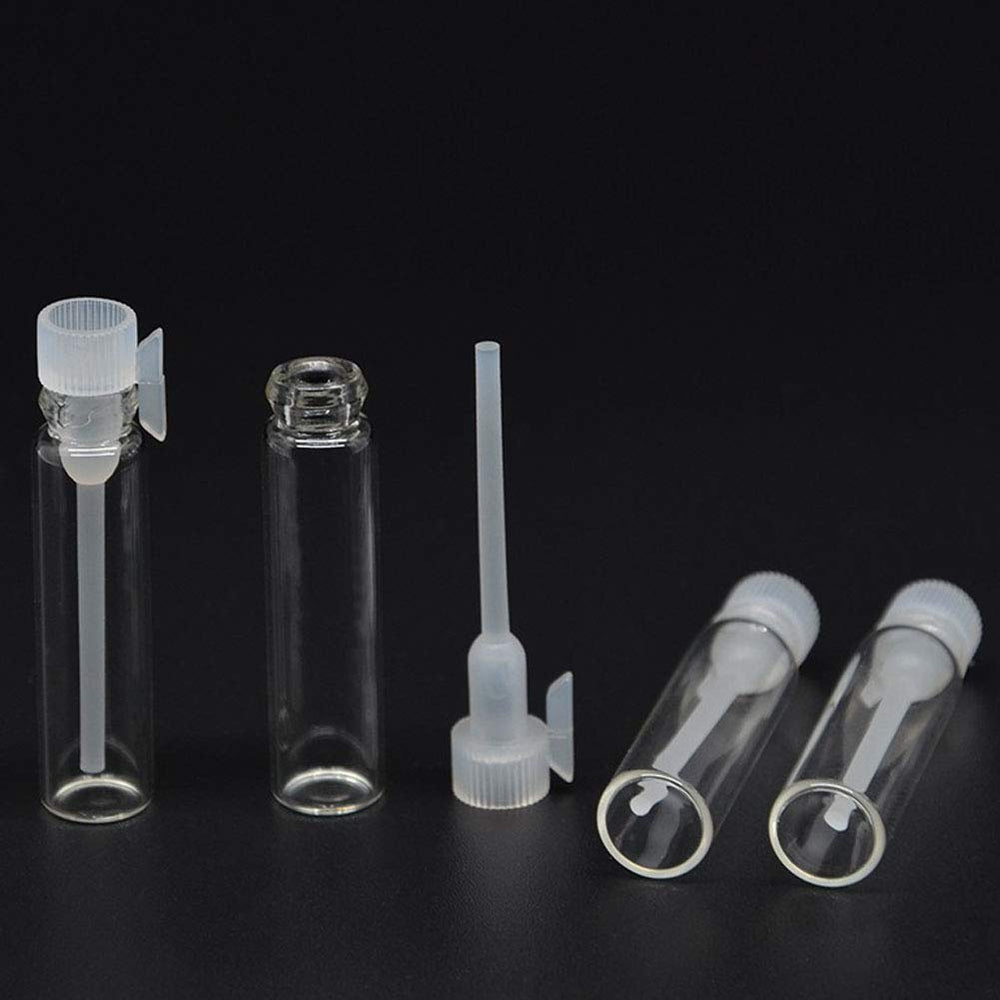 Teensery glass sample bottles with a clear cap for leak-proof oil or fragrance samples