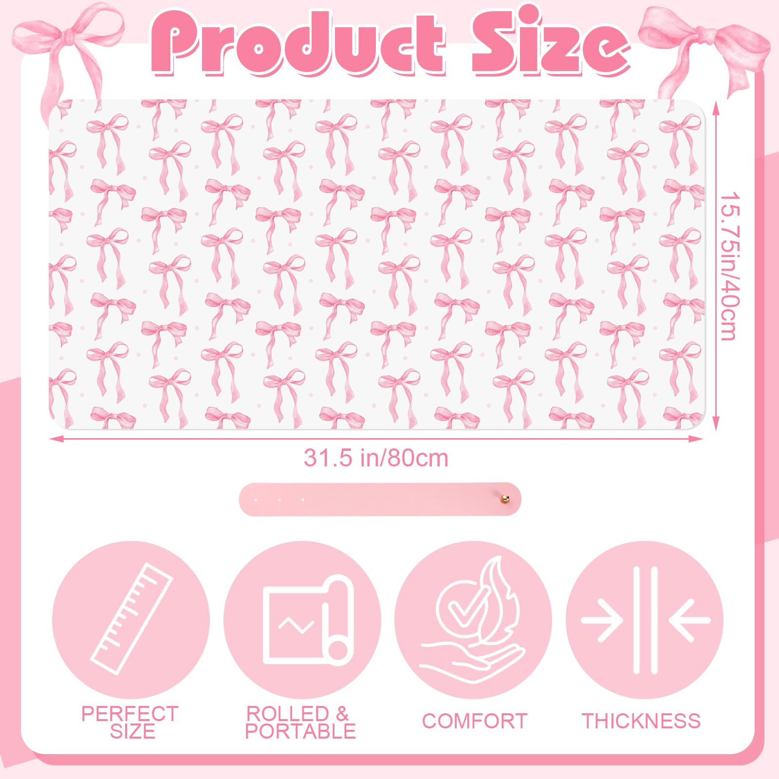 Teenyyou Coquette Bow makeup mat applicable as dining or kitchen mat