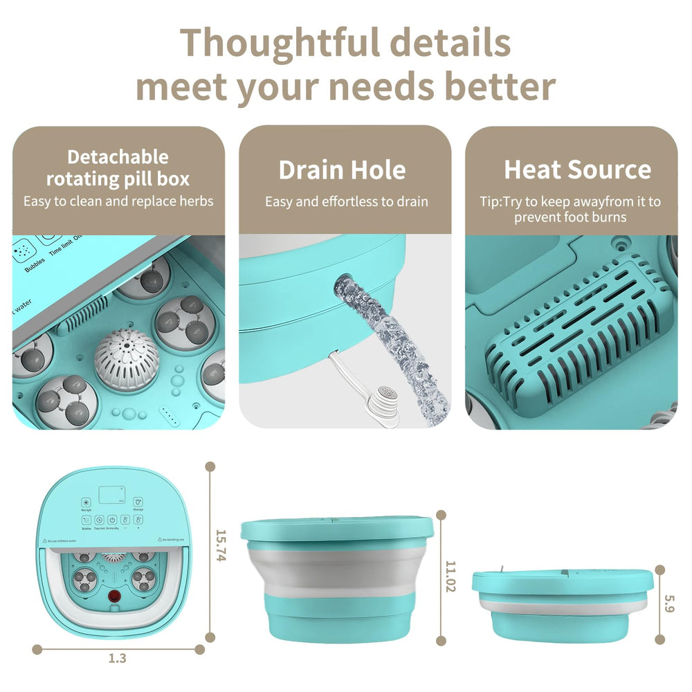 teepten collapsible foot spa folded for compact storage