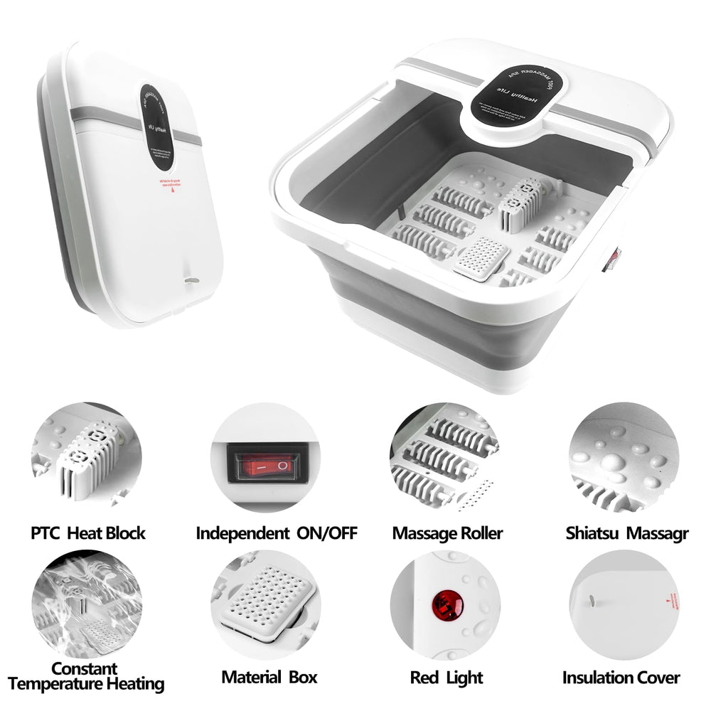 teepten foot spa with eight non-motorized rollers for deep tissue massage.