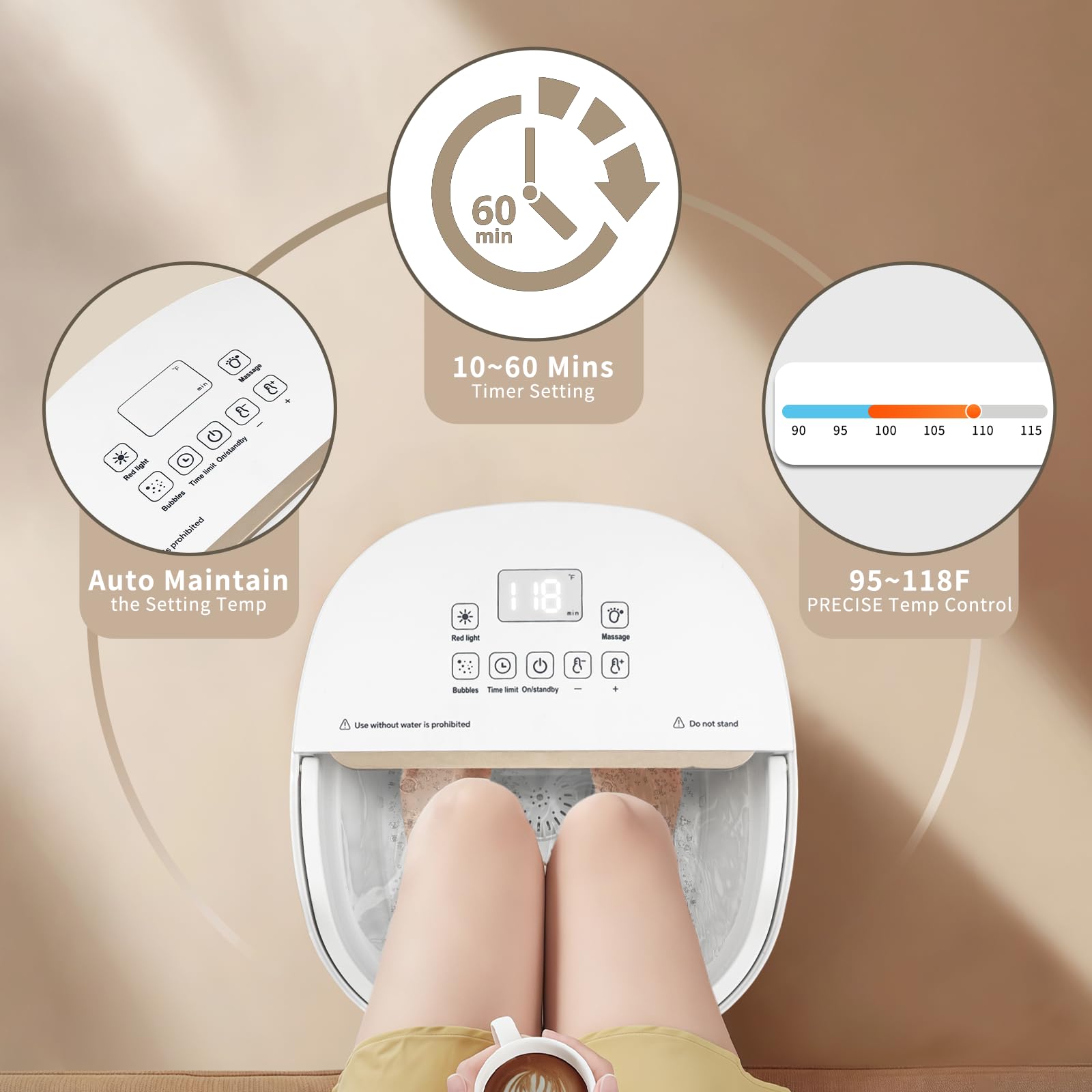 teepten foot spa top handle for easy lifting and transport.