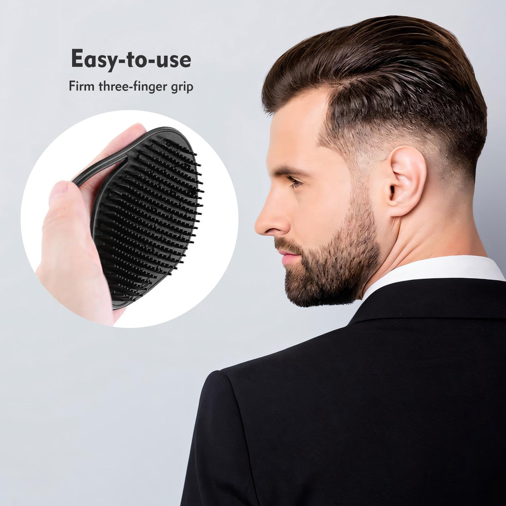 TEESSUE palm comb massager provides soothing scalp stimulation during daily routines.