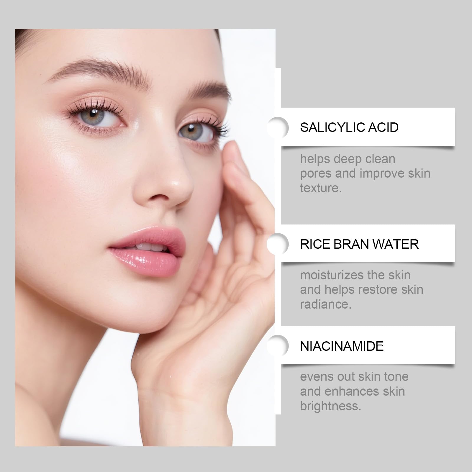 Tehkeya black rice serum close-up highlights pore-refinement benefit for smoother skin.