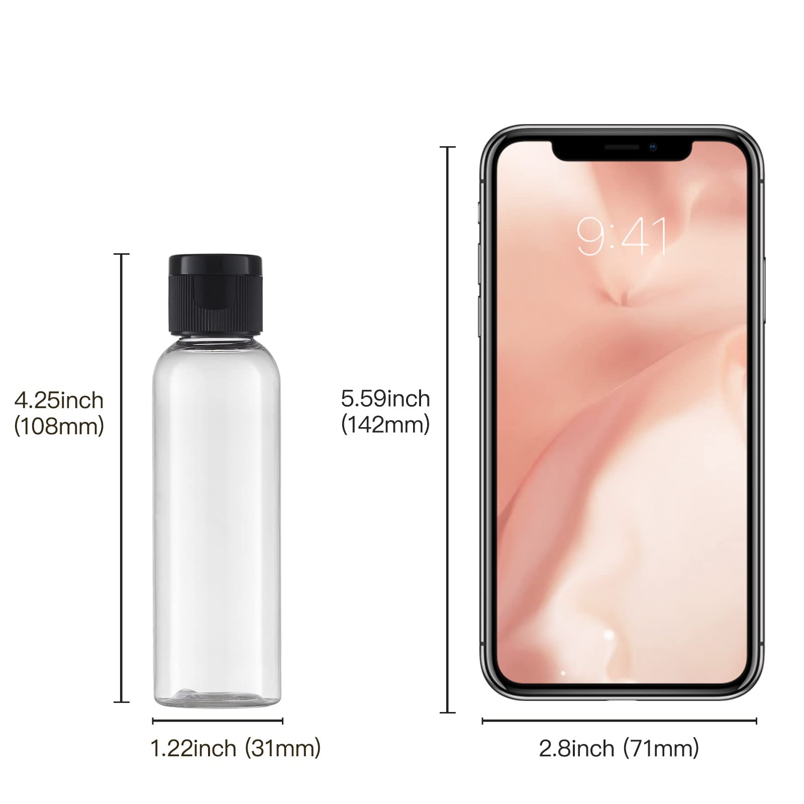 Tekson 2oz travel bottle leakproof flip-cap close-up for spill-free use