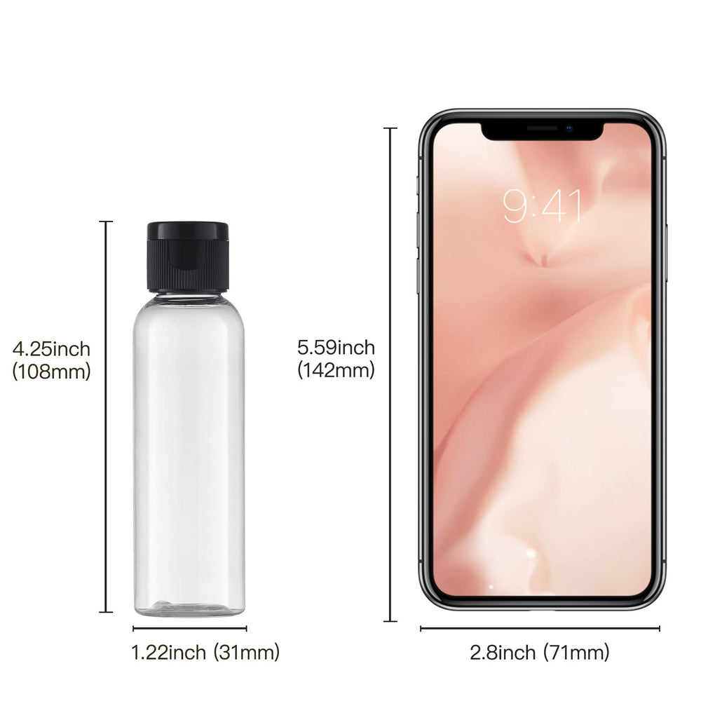 Tekson 2oz travel bottle leakproof flip-cap close-up for spill-free use