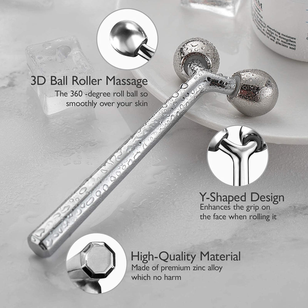 Tekson facial roller cooling effect demonstrated during a refreshing morning massage.