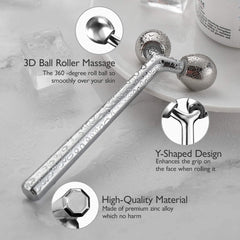 Tekson facial roller cooling effect demonstrated during a refreshing morning massage.
