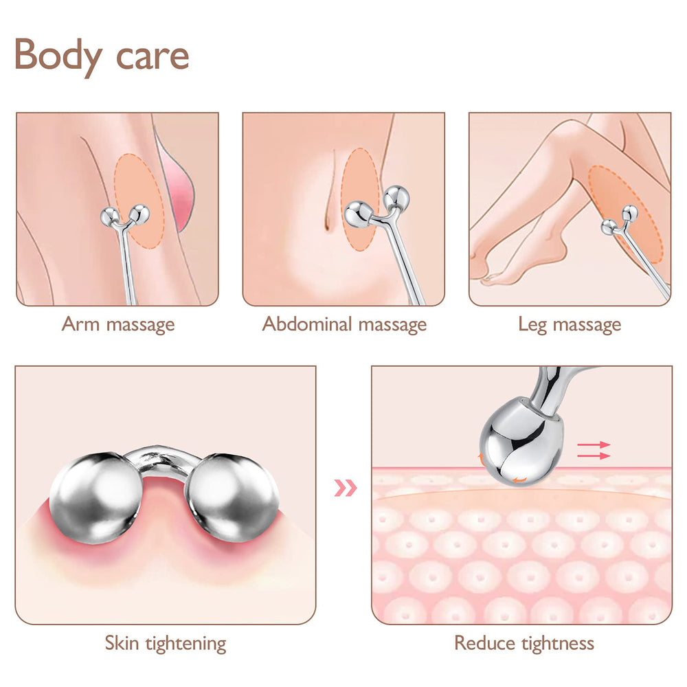 Tekson facial roller under-eye use illustrating soothing puffiness-taming benefits.