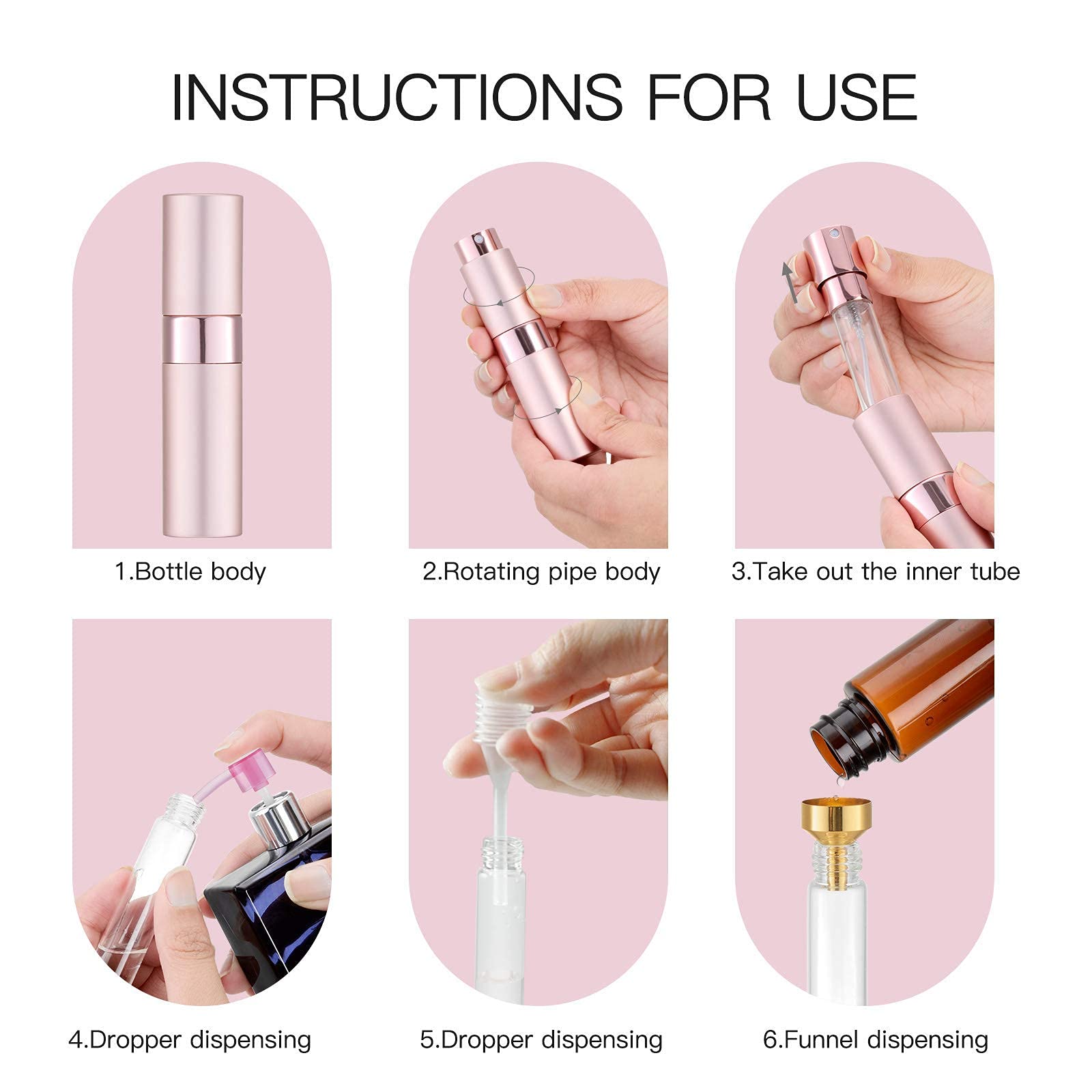 Tekson travel perfume atomizer in gold, combines elegance with portability.