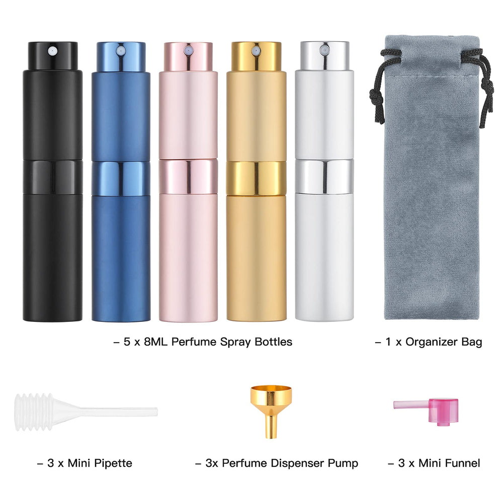 Tekson travel perfume atomizer being used to spray fragrance on the go.