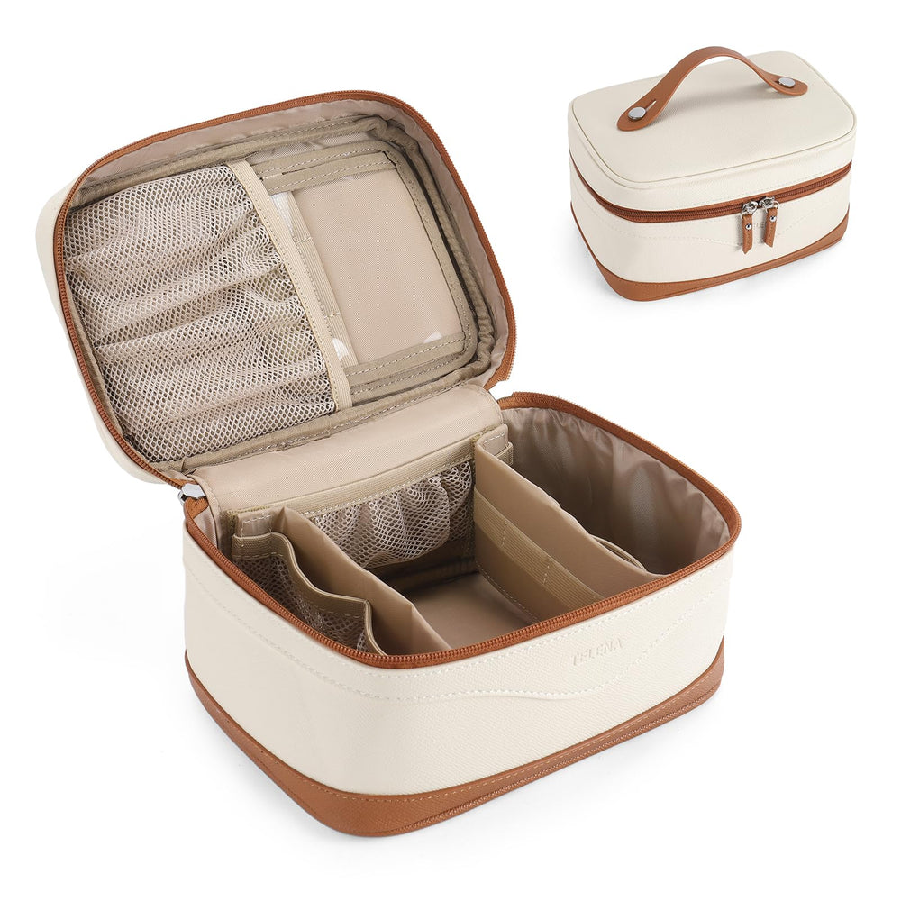 Telena large makeup bag main compartments organize cosmetics during travel