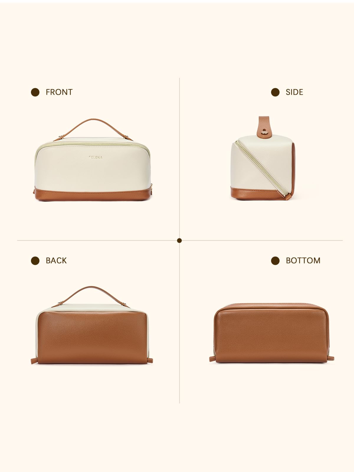 Telena Leather Make Up Bag color options to fit your style and outfit.
