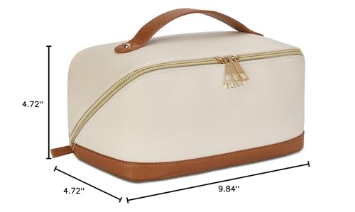 Telena Leather Make Up Bag two compartments keep items neatly organized.