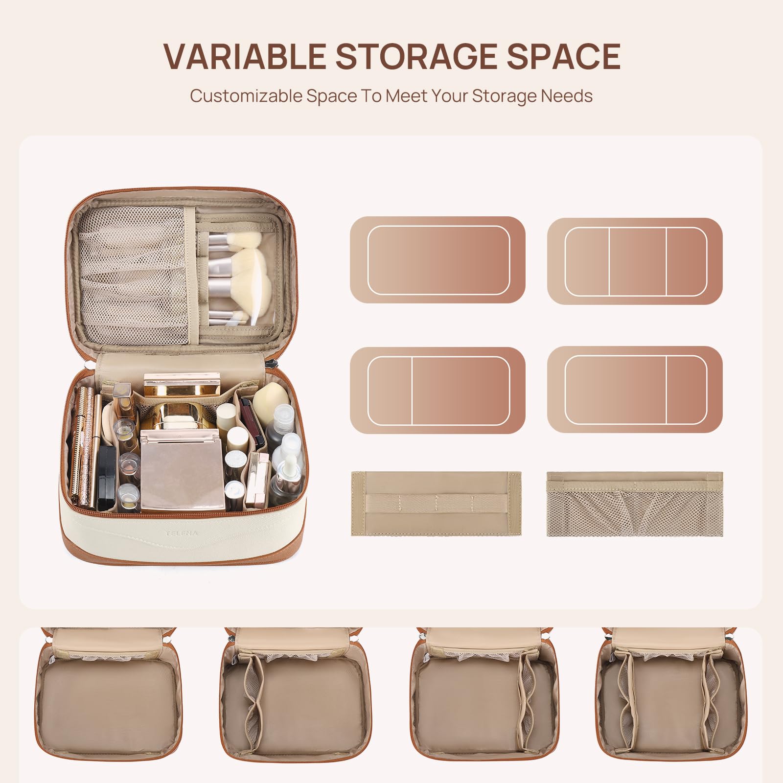 Telena makeup bag lightweight design travels easily without bulk