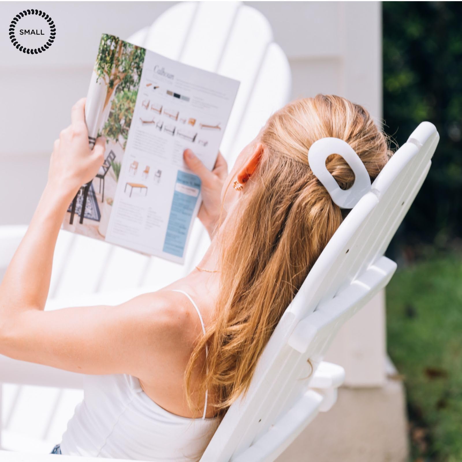 Teleties Coconut White flat clip shown for all hair types in everyday use.