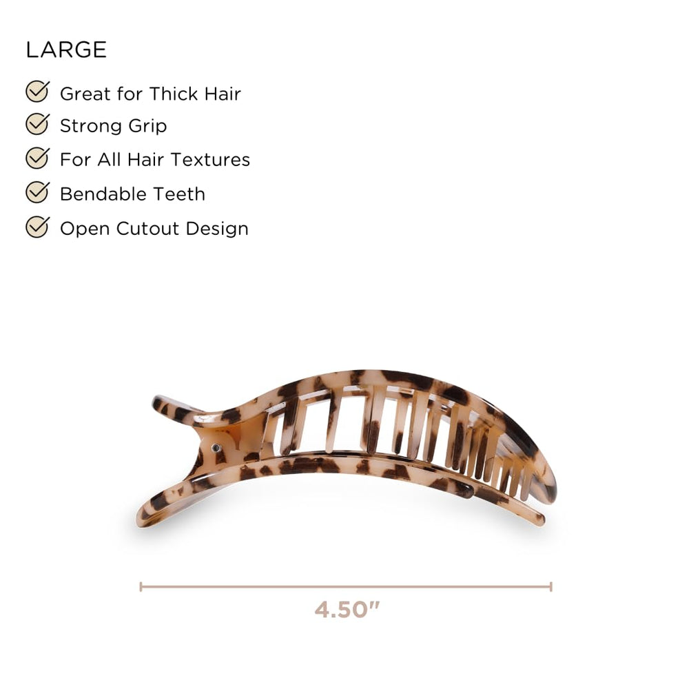 Teleties flat round clip with bendable teeth enables flexible hold during yoga.