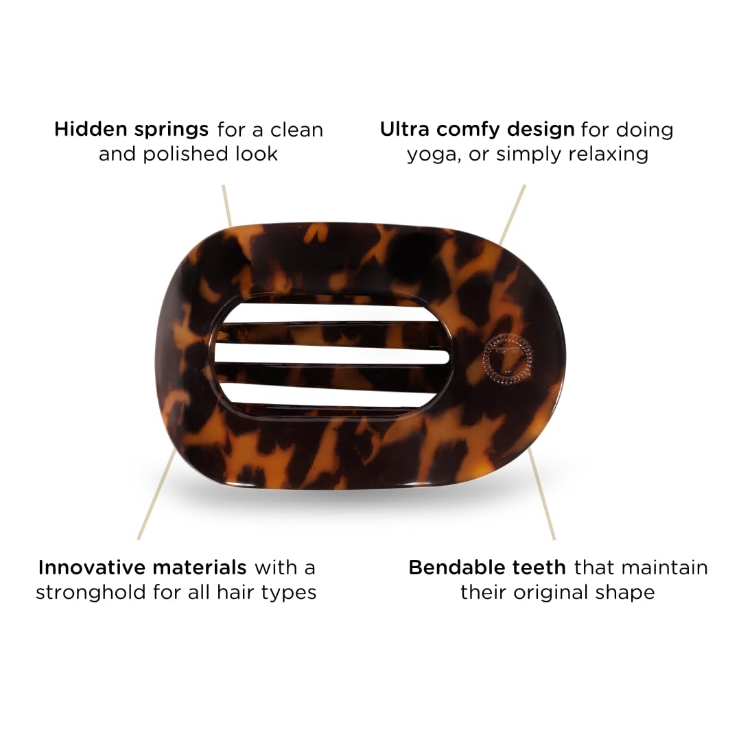 Teleties flat-round-clip-driving captures fuss-free hair while on the go.
