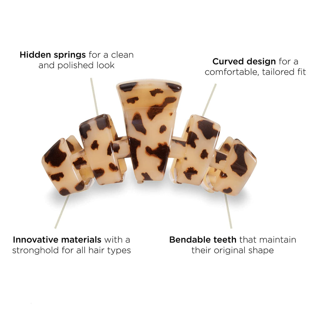Teleties large clip showcases a curved design for comfortable all-day wear.