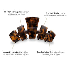 Teleties large clip showcases curved design for comfortable wear.
