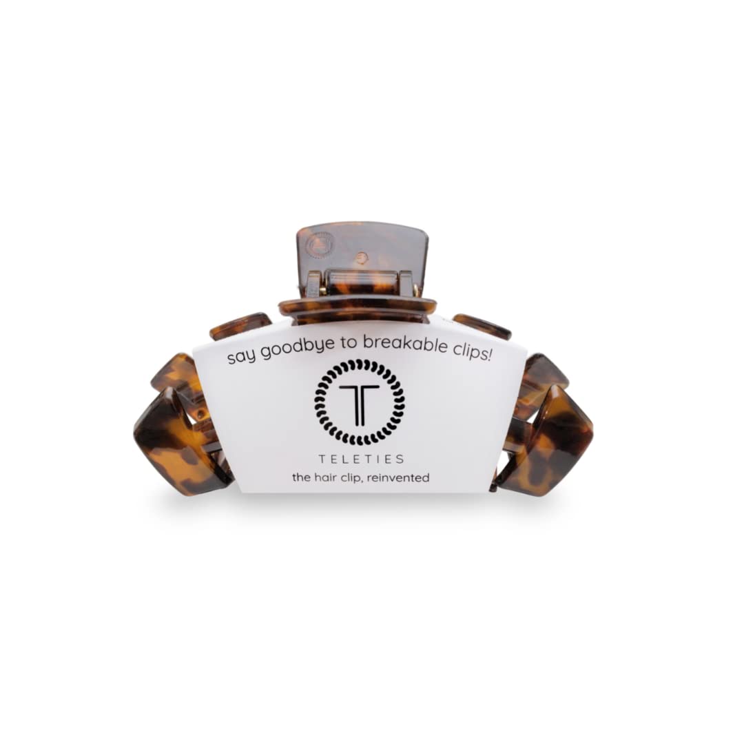 Teleties large hair clip with strong grip for thick hair textures.