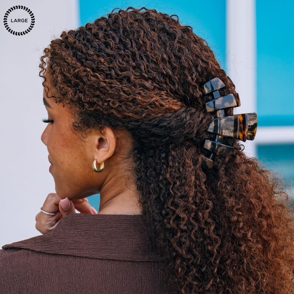 Teleties large clip ideal for thick hair with secure hold.