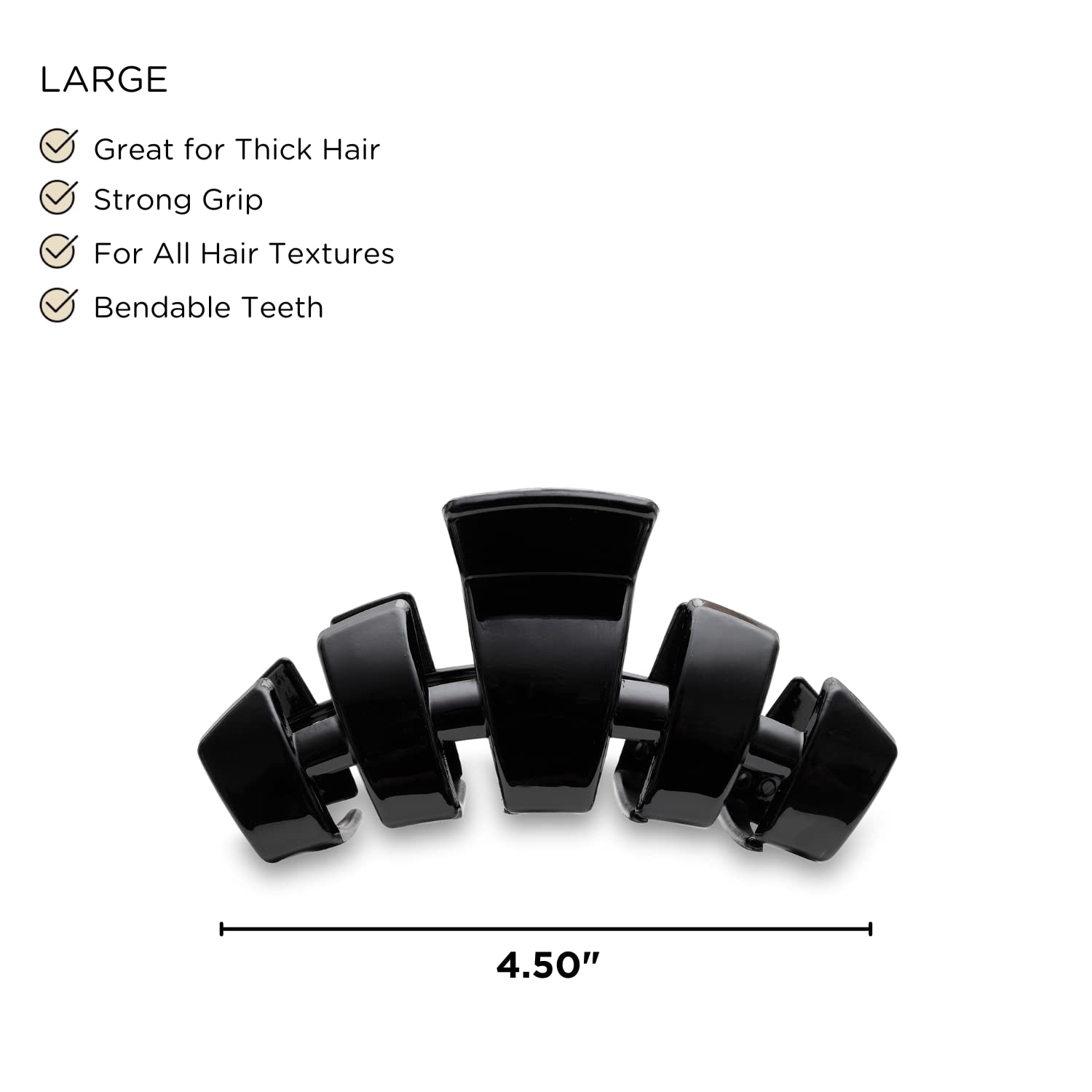 Teleties large hair clip curved design on model for comfortable wear