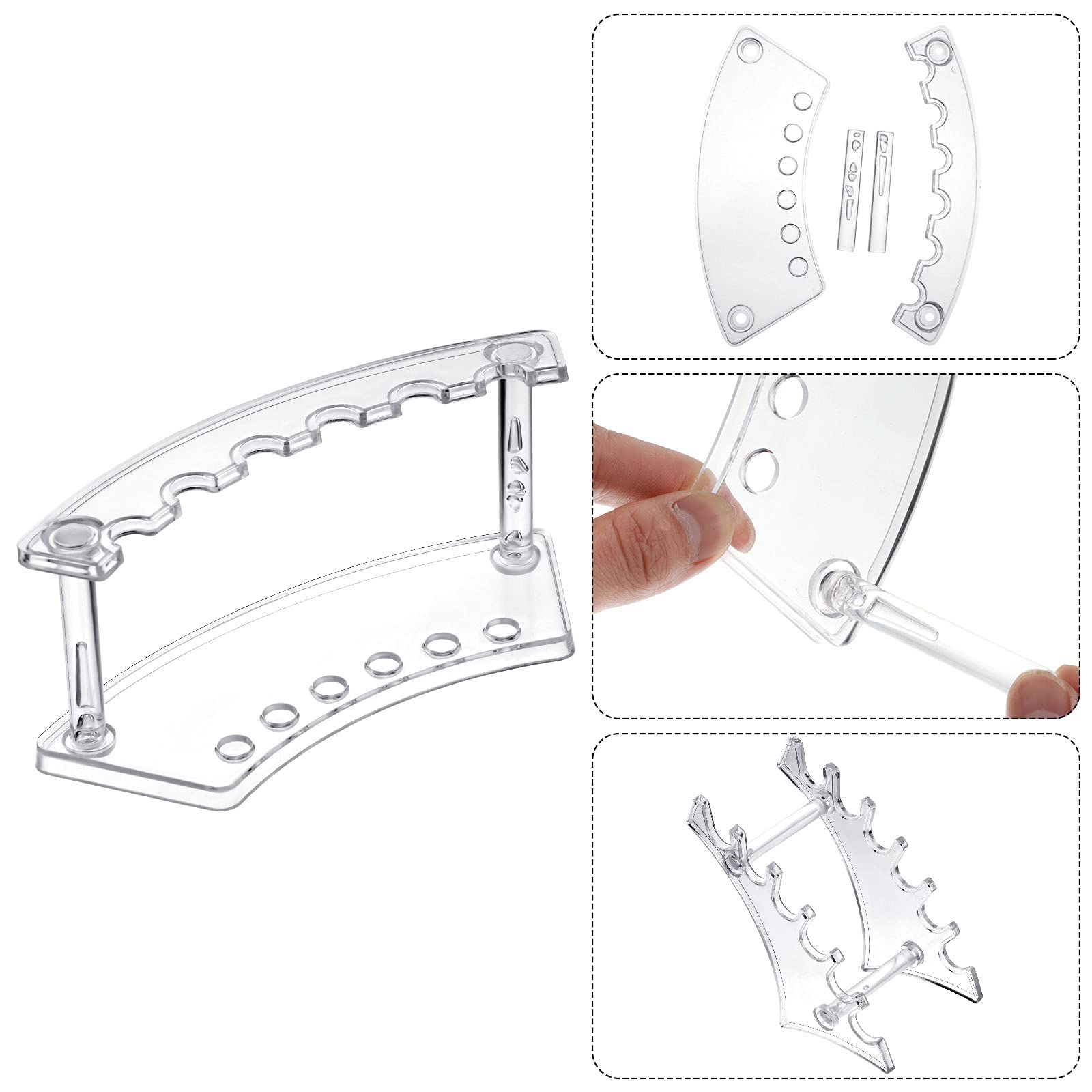 Teling durable acrylic material provides sturdy display without bulk.