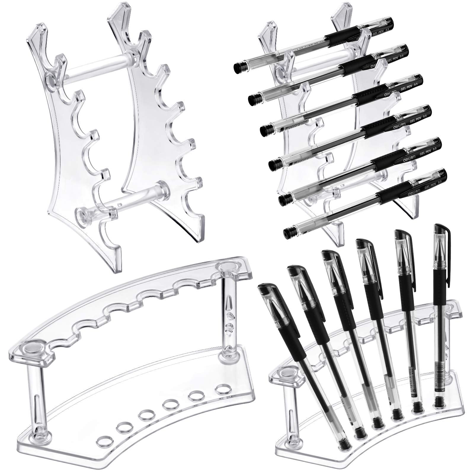 Teling pen display stand clear 6-layer front view for organized pens.