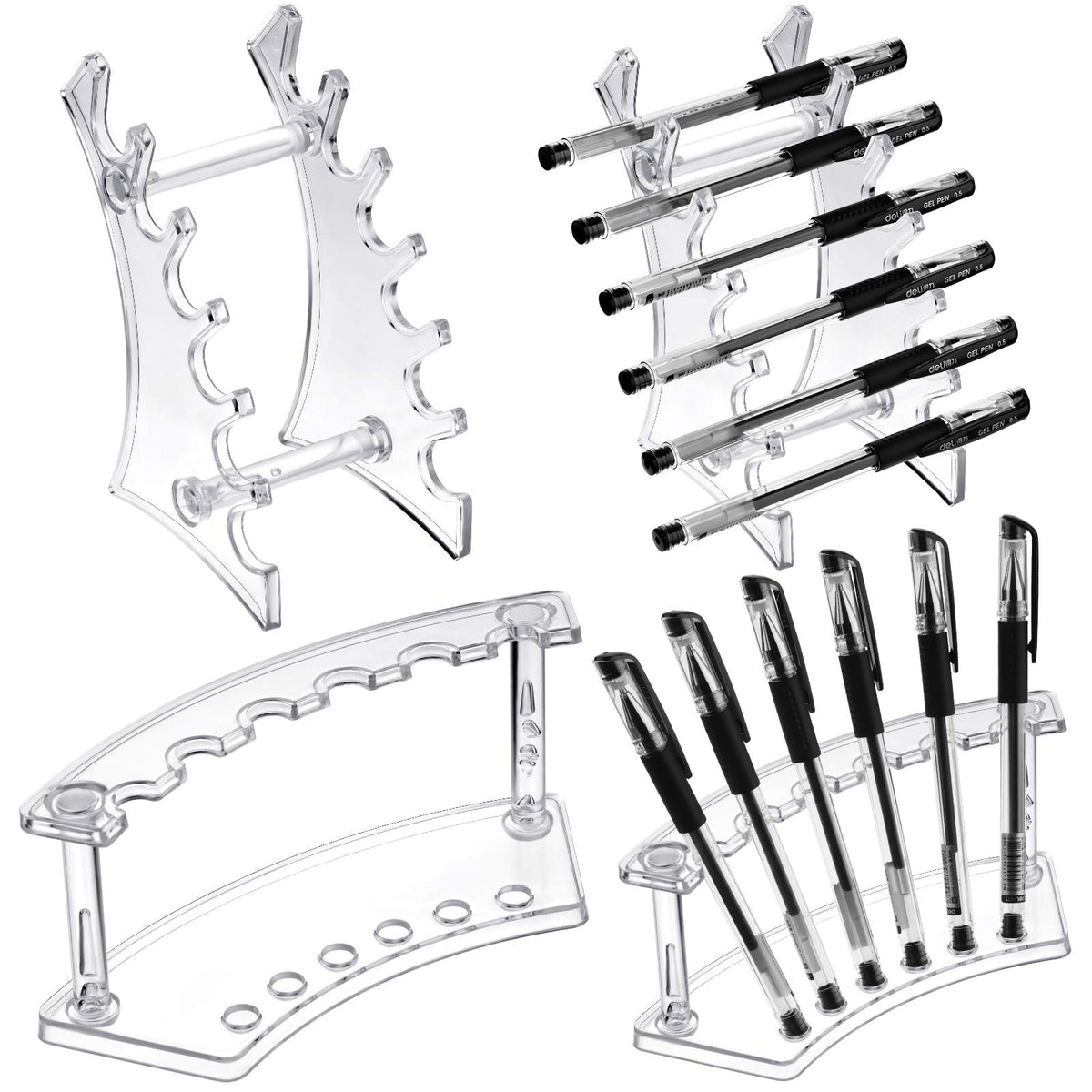 Teling pen display stand clear 6-layer front view for organized pens.