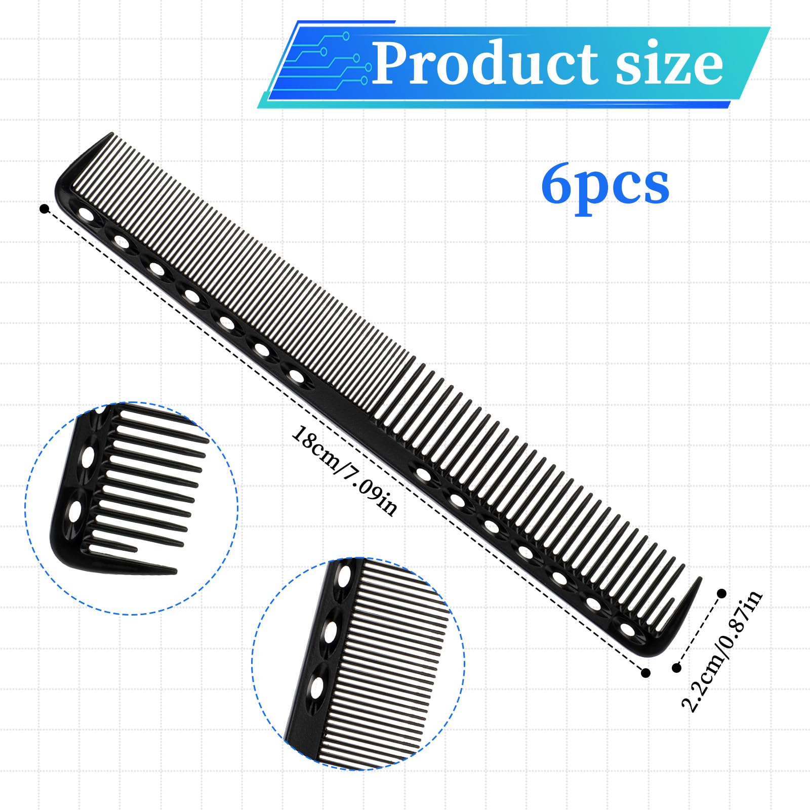 Telooco carbon fiber cutting combs heat-resistant design shown with styling tools.