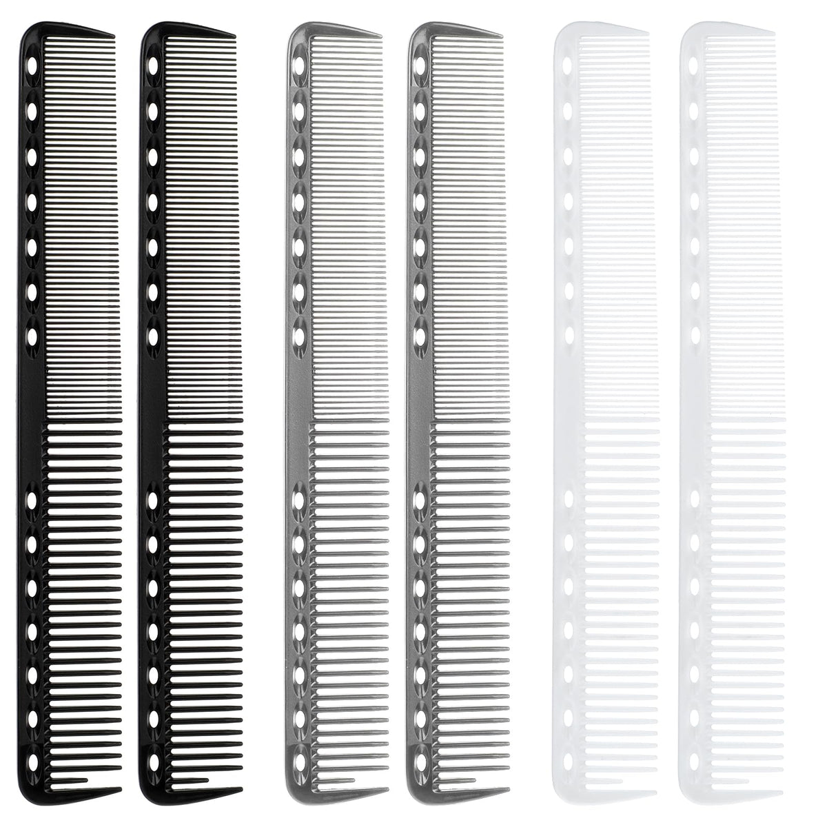 Telooco carbon fiber cutting combs pack closeup with 14 holes for precise sectioning.