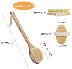 TEMEAYE wooden-handle back brush with rope hanger for easy storage