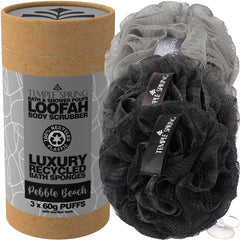 Temple Spring recycled luffa sponges pack of three colors for eco-friendly shower routines