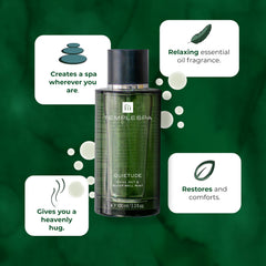 TEMPLESPA Quietude Mist spray cap releasing a gentle aroma to help relax.