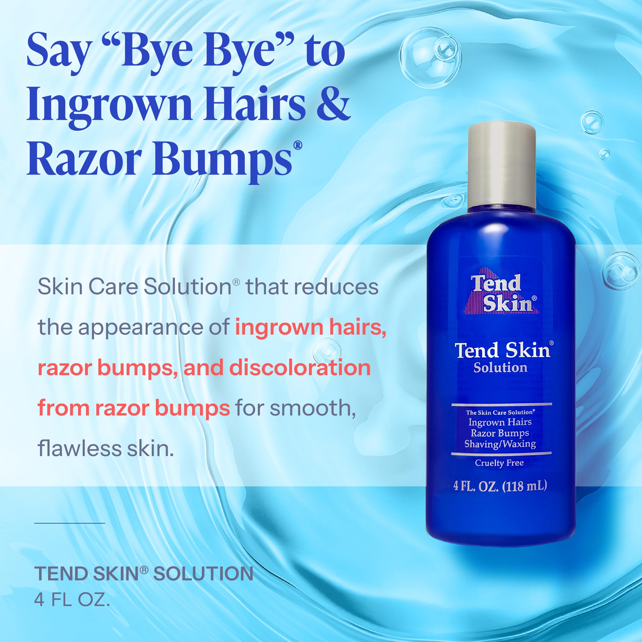 Tend Skin aftershave application shows quick, soothing post-shave care for irritated skin.