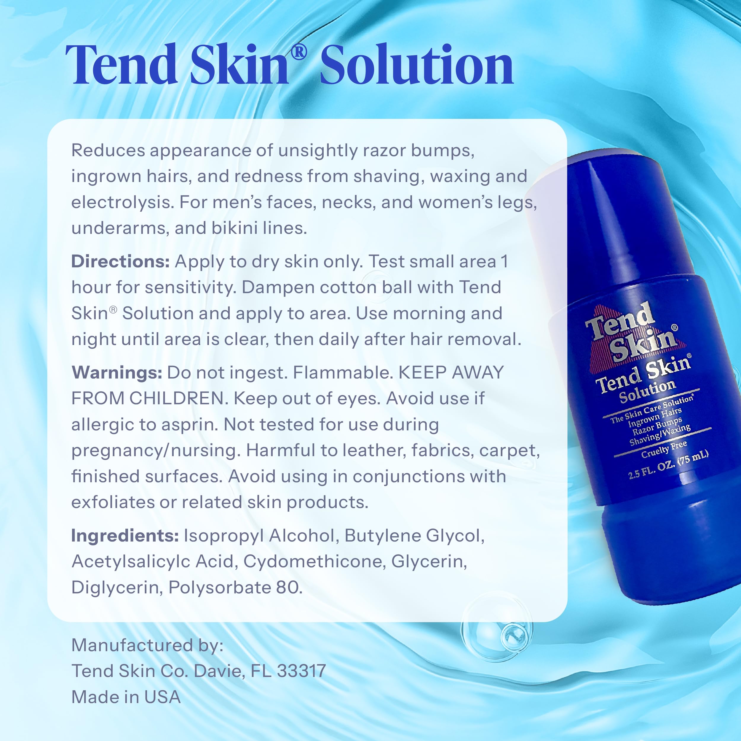 Tend Skin 2.5 oz bottle close-up as a take-anywhere skin solution