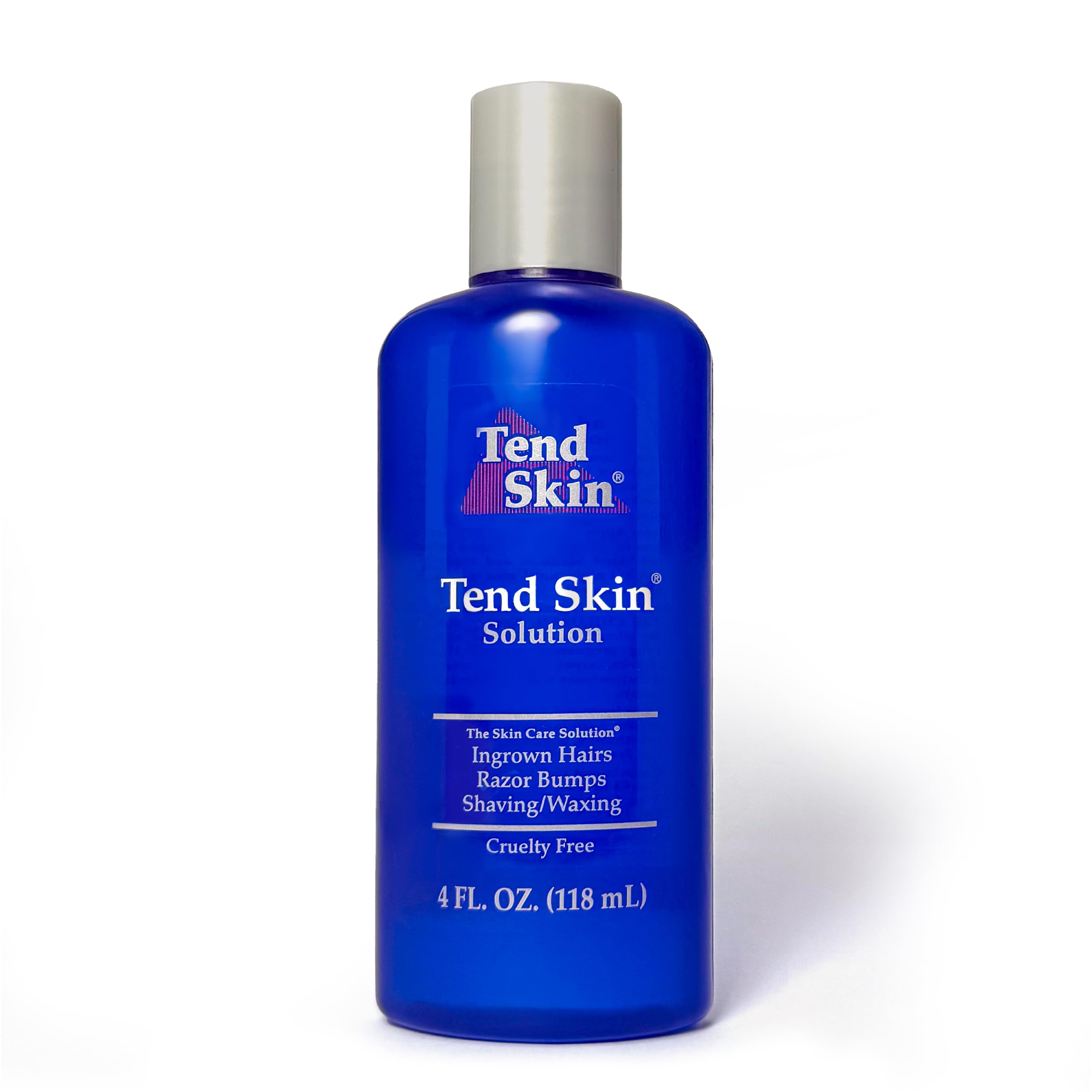 Tend Skin solution bottle pour demonstrates easy application for smoother skin after shaving.