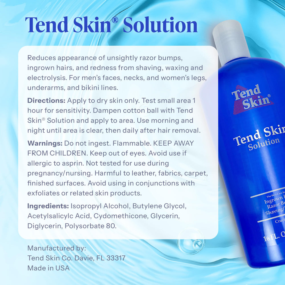 Tend Skin solution flatlay with bottles and towels for skincare routine