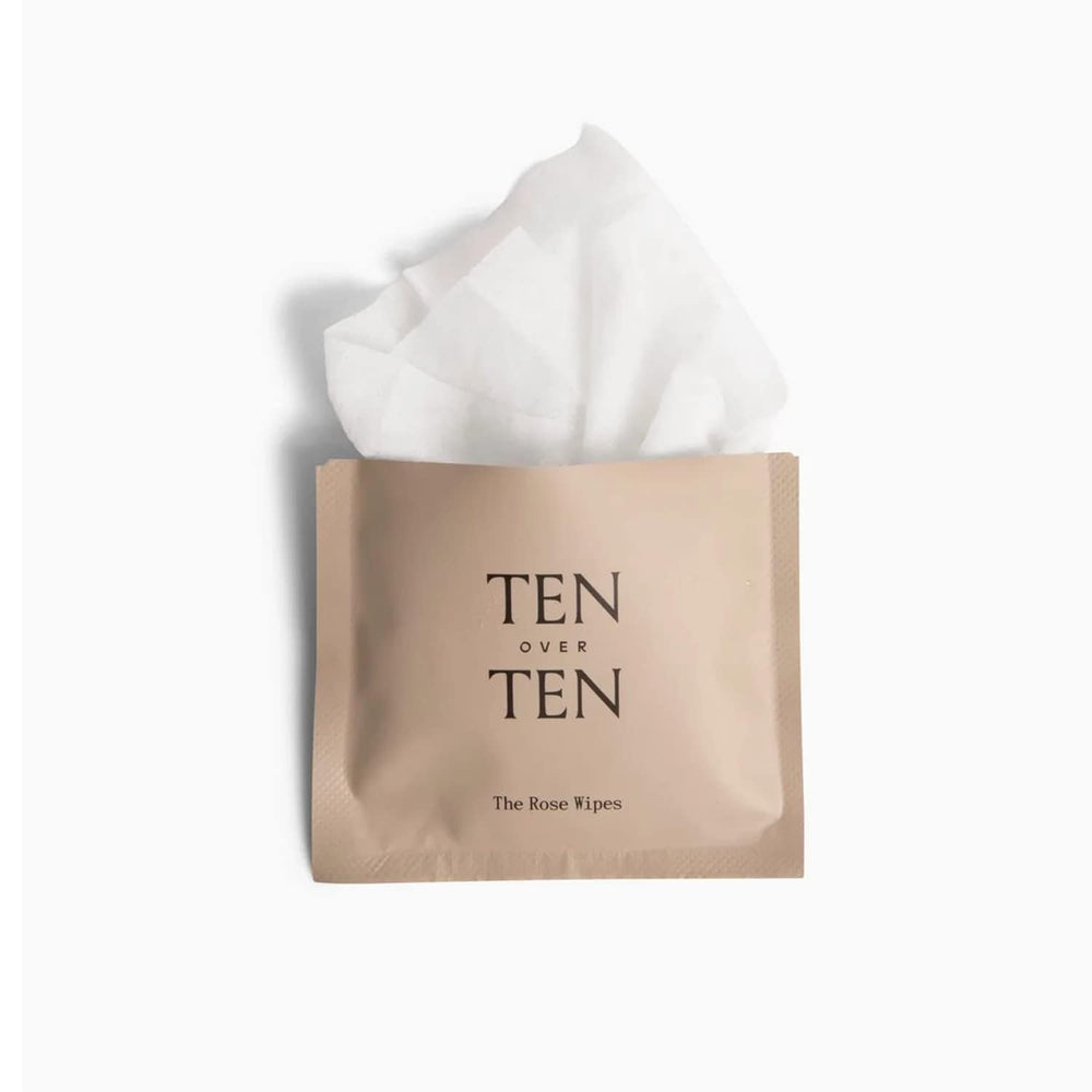 Tenoverten Rose Wipes individual-wrapped shows convenient travel-ready cloths for on-the-go nail care.