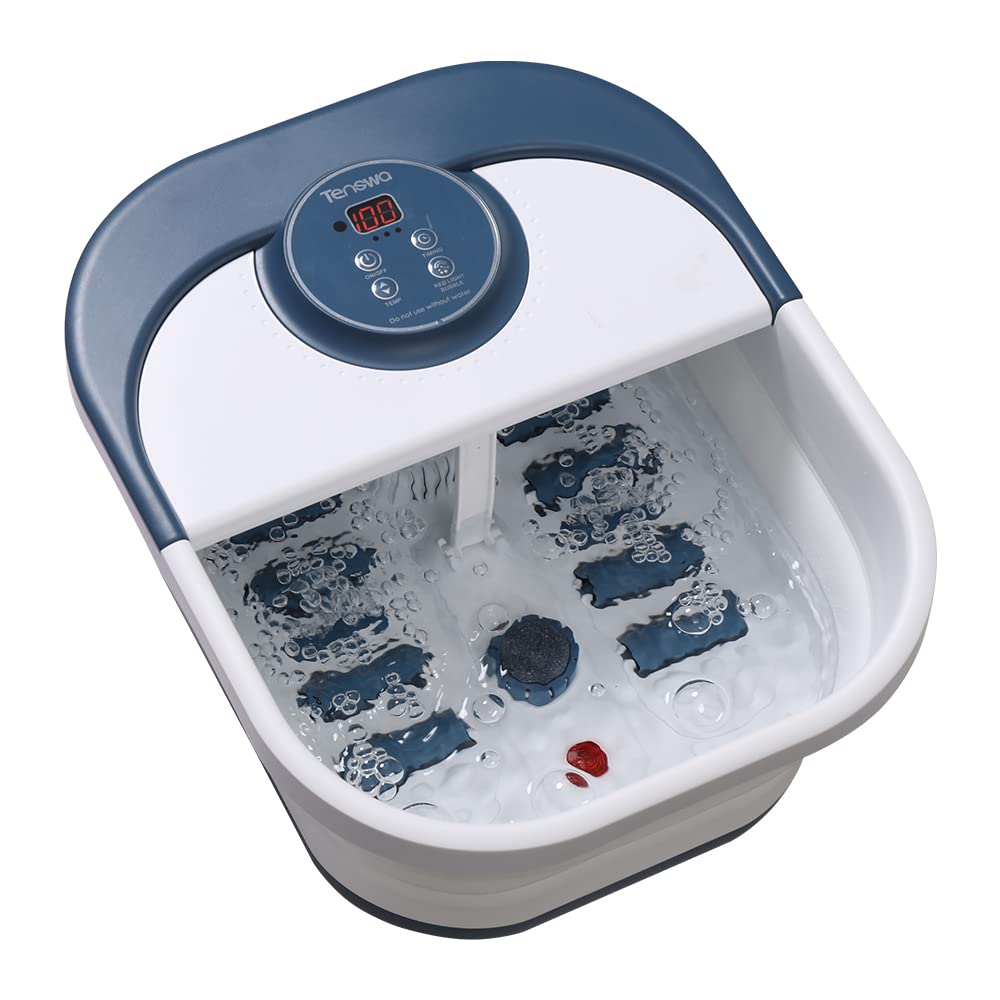 Tenswa collapsible foot spa folded for compact storage and travel.