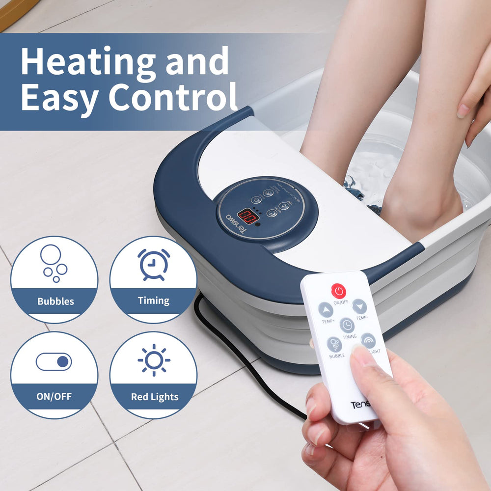 Tenswa foot spa with remote control enabling easy heat adjustments.
