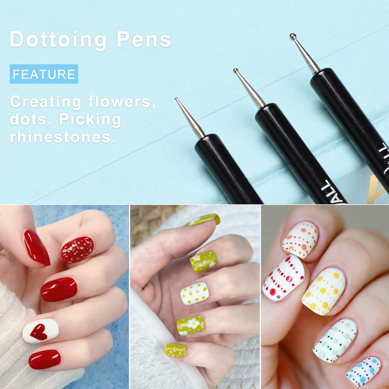 TEOYALL dotting-tools-collection enables versatile dot patterns for accent nails.