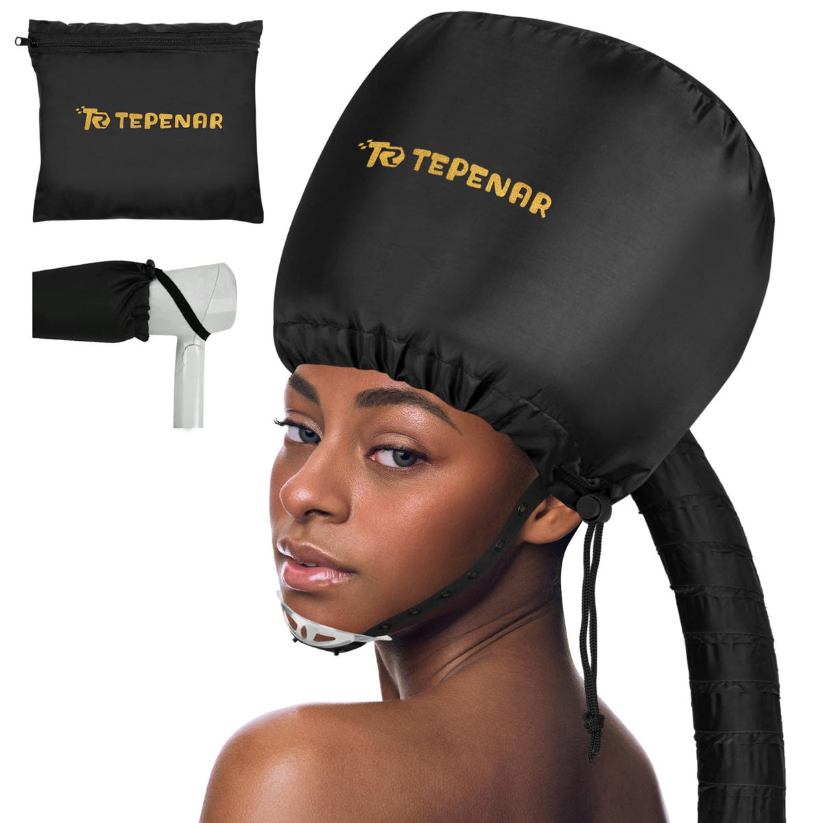 TEPENAR bonnet attachment large black hood for fast, even home drying.