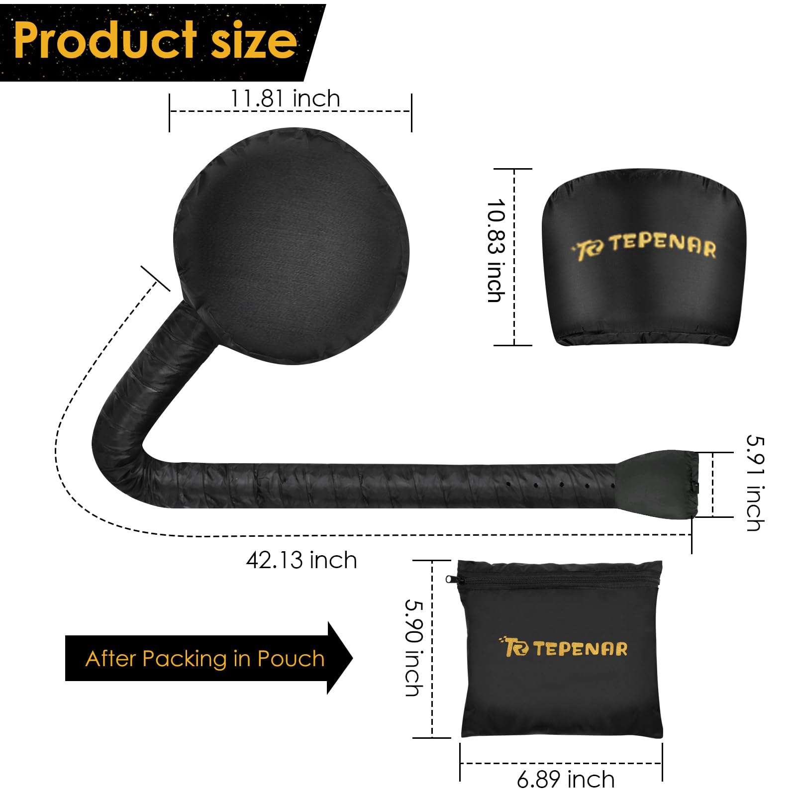 TEPENAR bonnet includes travel bag for organized on-the-go hair care.