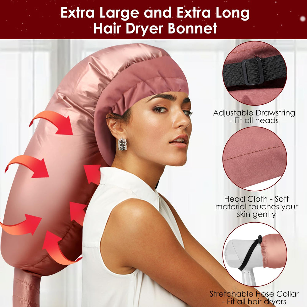 TEPENAR bonnet hood rose-gold with adjustable strap fits most hairstyles for hands-free styling