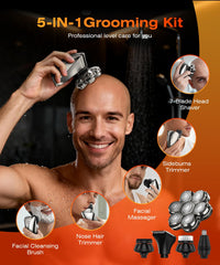TEPOTZ IPX7 shaver shown in wet/dry use for versatile grooming routines.