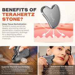 TeraRX terahertz gua sha applied to jawline for gentle contouring.