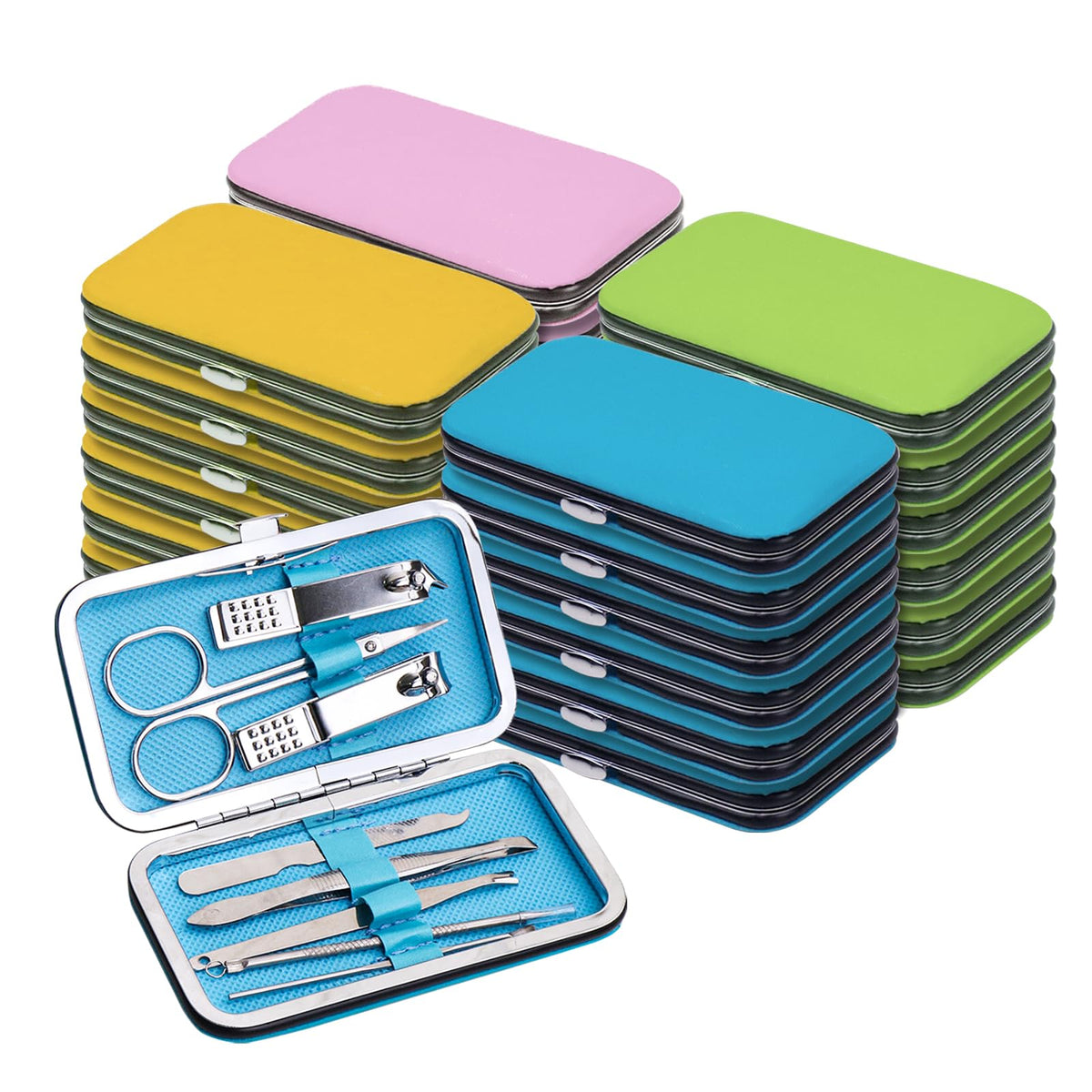 Terdey bulk manicure set leather box organizes grooming tools for travel.